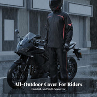 Motorcycle Rain Suit Rain Jacket and Pants Set Taped Seams Waterproof Riding Suit for Commuting