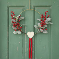 Wreath with Heart Ornament Decorative Wreath with Hanging Loop Low Maintenance Decor for Door