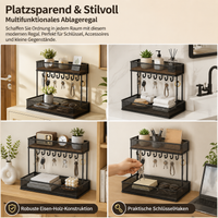 Narrow Hallway Shelf Shoe Rack, Key Rack Wardrobe for Entrance Area, Modern Minimalist Sideboard with Wooden Shelf, Metal Frame