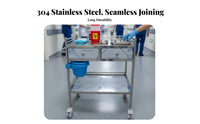 Easy to Clean Stainless Steel Medical Cart Resistant 2-Drawer Rolling Treatment Trolley Heavy-Duty Stainless Steel Rolling Trolley Spacious Storage for Beauticians Artists, Veterinarians, Hospital, Medical Facility, Laboratoryoratory Oratory, Kitchen