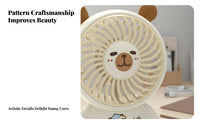 Compact and Portable Capybara Handheld Fan Built-in Battery Cute Capybara Fan 3-Speed Adjustable Lanyard Included for Students, Kids, Desktop, Travel, Office, Dorm Room