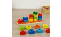 Wooden Geometric Shape Sorter Paint Shape Sorter Counting Toy Educational Assembling Blocks Sleek Edges for Young Children