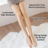 Tights for Women with Fleece Lining for Cold Weather, Black Opaque Nylon for Office Wear, Velvet Soft Leggings