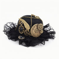 Steampunk Mini Hat Gothic Mini Hat with Clips Vintage Fascinator for Cosplayers, Themed Parties, Halloween