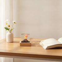 Ambient Volcano Lamp with Wooden Base Decorative Volcano Lamp with Wood Base Transparent Ornament Clear for Workspace