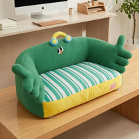 Soft Pet Sofa Bed Textured Striped Pet Sofa Bed Cushioned for Sleeping
