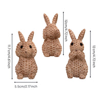 3 Pieces See Hear Speak No Evil Bunnies Gentle and Soothing Resin Basketweave Bunny Set Home Decor Animal Figurine for Children, Nursery, Desktop