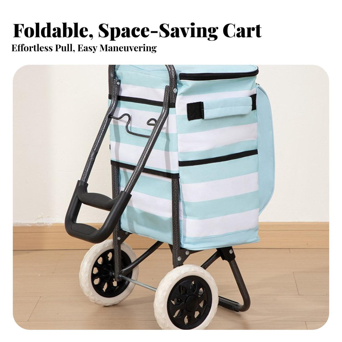 Foldable Shopping Cart Portable Wheeled Grocery Bag Lightweight Insulated Rolling Cart for Shoppers, Seniors, Supermarket, Outdoor Markets, Laundromat
