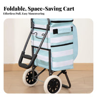 Foldable Shopping Cart Portable Wheeled Grocery Bag Lightweight Insulated Rolling Cart for Shoppers, Seniors, Supermarket, Outdoor Markets, Laundromat
