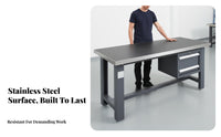 Heavy-Duty Workbench Anti Heavy Duty Workbench Industrial Grade Steel Assembly Table for Fitters, Factory Workers, Machine Shop, Shed, Basement