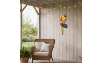 Macaw Figurine Hand Painted Lifelike Macaw Sculpture Resin Avian Tree Hanger Handmade Exotic Avian Sculpture for Patio