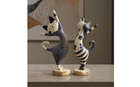 2 Pieces Cat Figurines with Bases Vintage-Style Cat Figurines Sculpture Hand-Painted Figurine Textured for Collectors, Bookshelf
