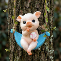 Pig Swing Ornament Rope Hanger Resin Pig Swing Statue Cute Glossy for Garden, Porch