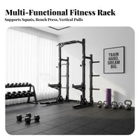 Half Squat Rack Heavy Duty Construction Adjustable Squat Rack Commercial Grade Strength Strength Rack Cage for Weightlifters, Bodybuilders