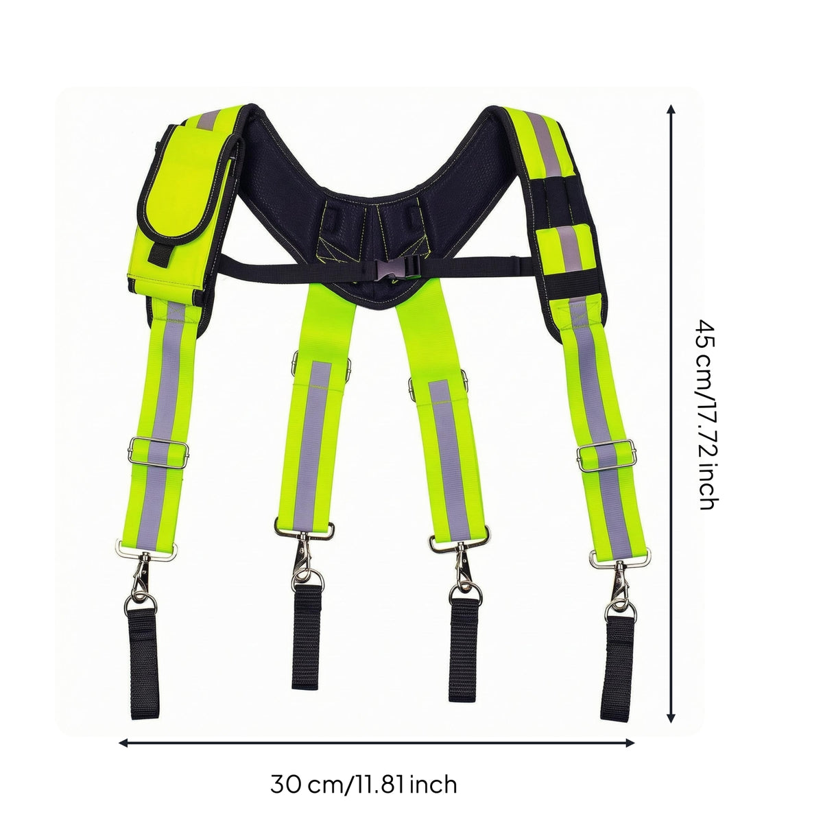 X-Shaped Tool Harness Reflective Strips Padded Tool Suspenders Metal Clips Work Equipment