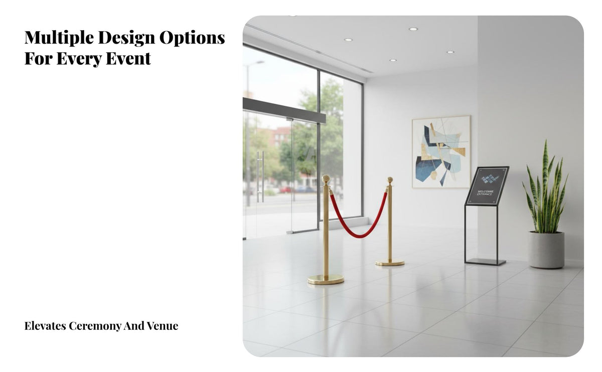 Stainless Steel Rope Stanchion Post Rust Proof Stanchion Post with Velvet Rope Luxurious Design Queue Pole Barrier Weighted Base for Venue Managers, Security Personnel, Business Owners, Hotels, Airports, Casinos, Museums