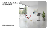 Stainless Steel Rope Stanchion Post Rust Proof Stanchion Post with Velvet Rope Luxurious Design Queue Pole Barrier Weighted Base for Venue Managers, Security Personnel, Business Owners, Hotels, Airports, Casinos, Museums