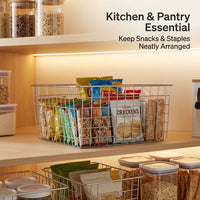 Storage Basket with Nordic Metal Wire Mesh Design for Pantry Organisers and Trapezoid Shape for Easy Access to Fruit and Snacks