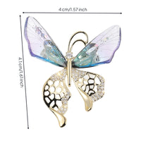 Butterfly Brooch Gold-Plated Butterfly Pin Brooch with Zircon Delicate Jewelry Transparent for Women, Evening Wear, Weddings