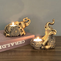 Vintage Thai Creative Elephant Candle Holder Resin Craft Wedding Home Decoration