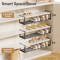 Telescopic Shoe Rack Insert, Metal Shoe Rack for Wardrobe, Space Saving Hallway Shoe Storage, Modern Minimalist Hook-On Design 12.5x20x40-70cm