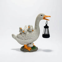 Outdoor Garden Statue with Solar Lantern Weather-Resistant Figurine with Solar Lantern Waterproof Patio Decoration Automatic for Yard, Pathway