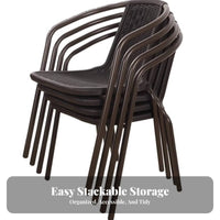 Comfortable Backrest Imitation Rattan Armchair High Back Support Patio Chair Woven Design Outdoor Furniture Sturdy Frame for Homeowners, Couples, Seniors, Balcony, Backyard, Dining Room, Poolside