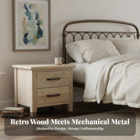 Bedside Cabinet with Drawer and Cupboard Utilitarian Design Nightstand Vintage Design Sturdy Construction
