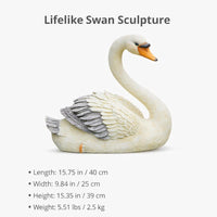 Lifelike Swan Garden Ornament Outdoor, Resin Swan Statue for Courtyard Decoration, Pastoral Art, Pure Handmade Floor Ornament, Wedding Gift