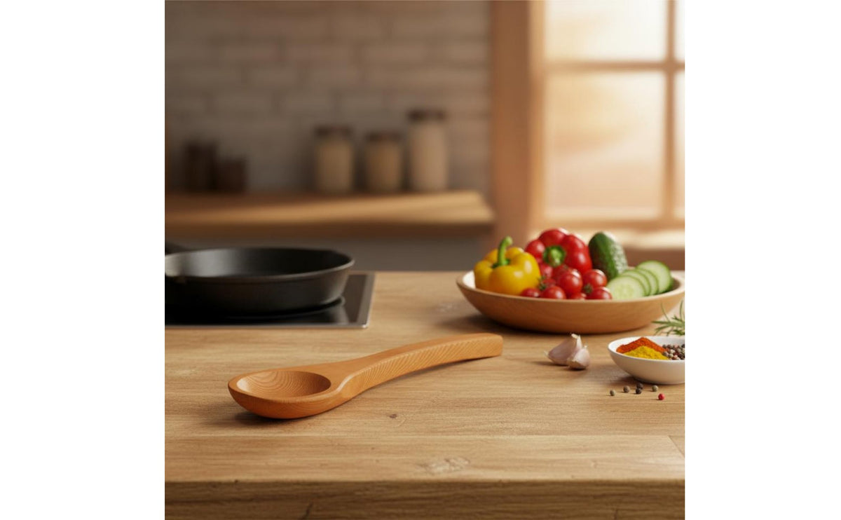 Sauna Ladle Wood Long Handle Sauna Spoon Heat-Resistant Wooden Water Ladle for Bathhouse, Steam Bath, Spa