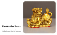Brass Fortune Creature Statue Housewarming Gift Feng Shui Wealth Guardian Yao Statue Golden Wealth Guardian Yao Wealth Sculpture