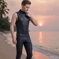 Sleeveless Wetsuit Glossy Front Zip Wetsuit Form Fitting Suit for Diving