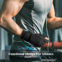 Anti-Slip Grip Fingerless Compression Gloves Copper Infused Joint Support Hand Brace Breathable Material for Workout, Daily Activities