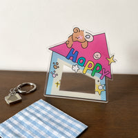 3 inch Clear Acrylic Photo Frame, Cartoon Standee Picture Frame for Instant Photo Display, Modern Small Desk