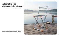 Foldable Design Cross-Frame Strap Chair With Back Support Folding Seat Heavy-Duty Portable Seating Non-Slip Feet for Anglers, Campers, Fishing, Outdoors Trips, Picnics