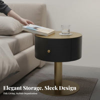 Italianinfluenced Round Side Table Light Luxury Cylindrical highlight Table Minimalist Design Nightstand Modern & aesthetic for Interior Designers, Homeowners, Bedroom, Small areas, Living Room, Lounge