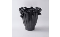 Vase with Floral Relief Asymmetrical Sculptural Vase Matte for Living Room