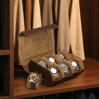 Hexagonal Watch Box Stitched Edges Leather Watch Storage Box