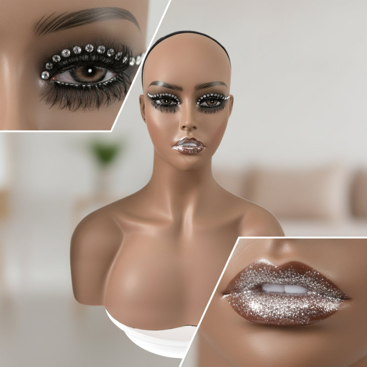 Mannequin Bust with Hairpiece Cap Professional Mannequin Head with Shoulders Hairpiece Display Head Long-Lasting High Quality