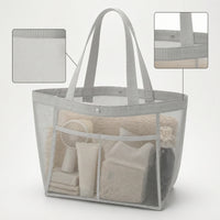 Mesh Tote Bag Large Mesh Bag with Pocket Translucent Breathable for Shopping, Swimming