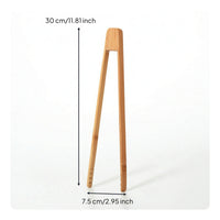 Bamboo Food Tongs with Serrated Tips Slim Cooking Tweezers Natural for Grill