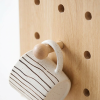 Solid Wood Pegboard Shelf for Wall, Wooden Pegboard Shelves with Hooks, Peg Board Organizer Storage, Craft Room Shelving Unit