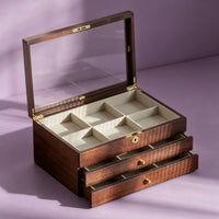 Large Capacity Walnut Jewelry Box Delicate Finish Wooden Jewelry Box