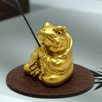 Golden Toad Incense Holder Ash Catcher Praying Frog Incense Stand Gift Idea