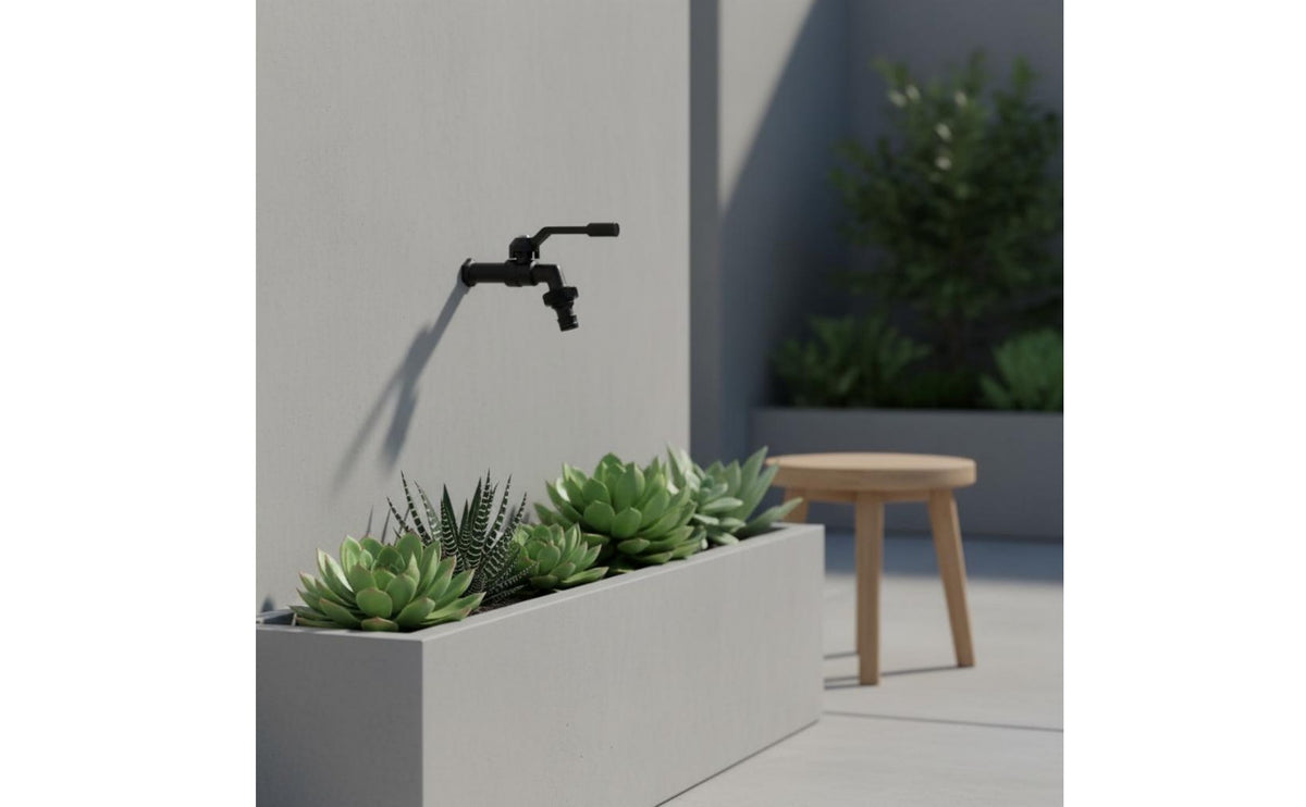 Freeze-Resistant Outdoor Faucet High High-Output-in-Two-out Water Splitter Heavy Duty Black Brass Garden Tap for Patio, Balcony, Laundry Room