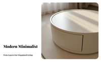 Modern Minimalist design Wheeled Oval Coffee Table with Drawer Space-Saving Living Room Furniture doublelevel Design Rounded Corners for Small Apartment Dwellers, Homeowners, Families, Home, Lounge Area, Bedroom