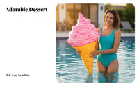 Ice Cream Water Lounger PVC Material Giant Inflatable Ice Cream Cone Cute Shape Inflatable Swim Toy for Kids, Family, Beach, Birthday Parties, Lake
