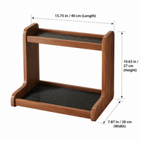 2 Tier Bamboo Shelf, Kitchen Shelf Organiser for Countertop, 40cm Warm Brown Desktop Storage Rack, Timeless Spice Tea Coffee Station