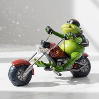Motorcycle Frog Figurine Frog on a Motorcycle Statue Novelty Decor for Patio, Shelf