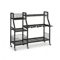 Heavy Duty Garden Tool Organizer with Wheels High-Capacity Rolling Garden Tool Rack Multi-Function Space-Saving for Gardeners, Homeowners